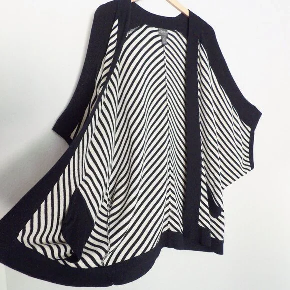Chico's Travelers Collection Striped Cardigan Sweater Dolman Kimono Open Front L - Picture 9 of 16